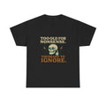 Black Vintage Monocle Skull Tee with skull and slogan design "Too old for nonsense, Too sharp to ignore"