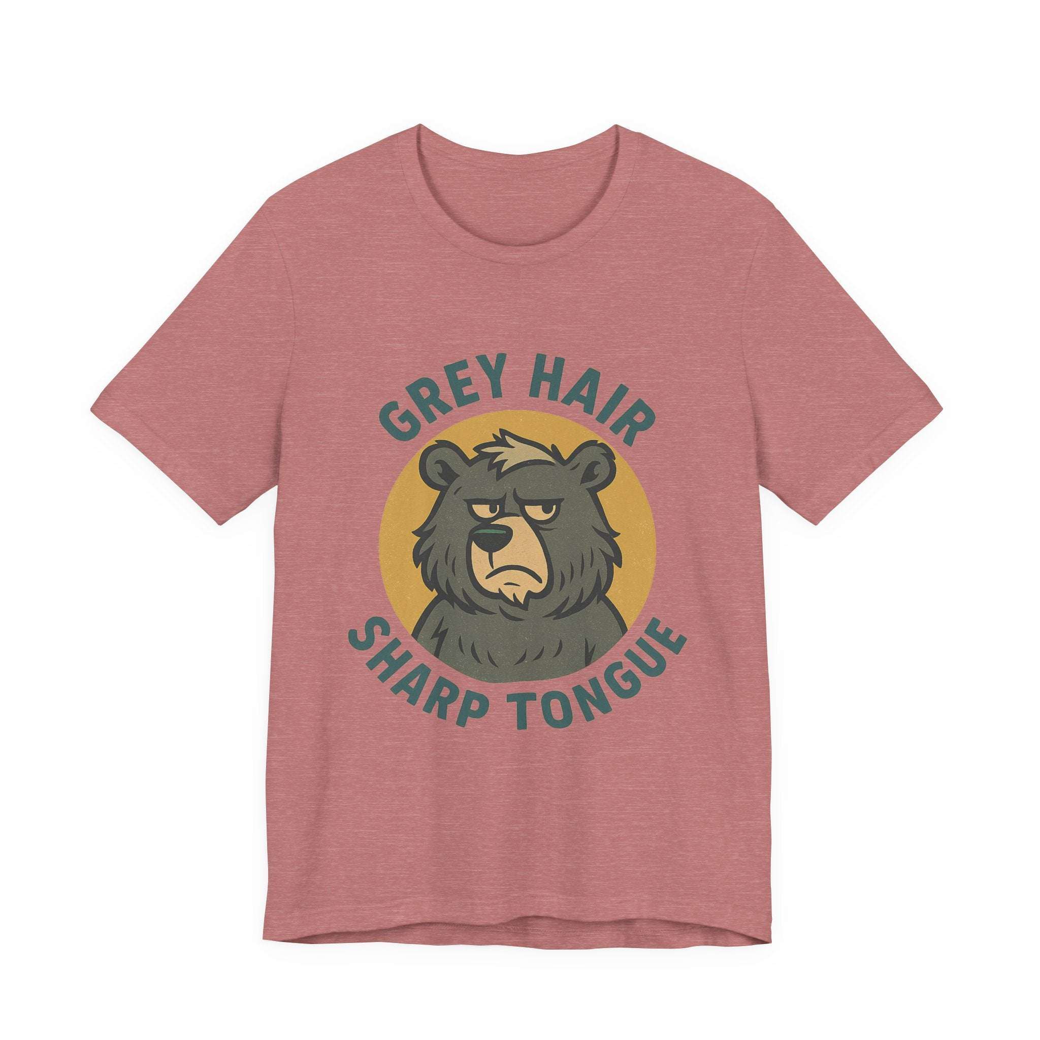 Bear Graphic Tee - Grey Hair Sharp Tongue Funny Retro Unisex Jersey Short Sleeve Tee