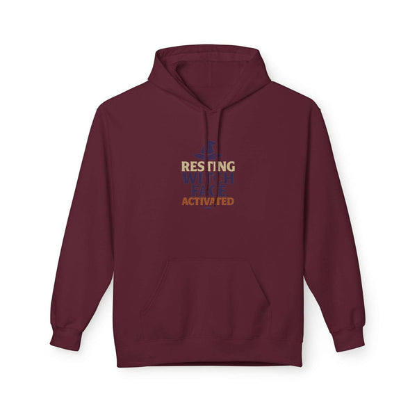 Maroon Resting Witch Face Activated unisex hoodie with front pouch pocket and relaxed fit
