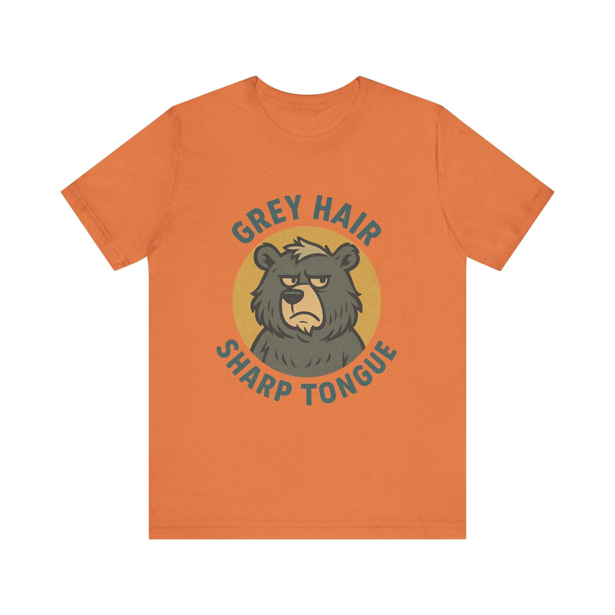 Bear Graphic Tee - Grey Hair Sharp Tongue Funny Retro Unisex Jersey Short Sleeve Tee