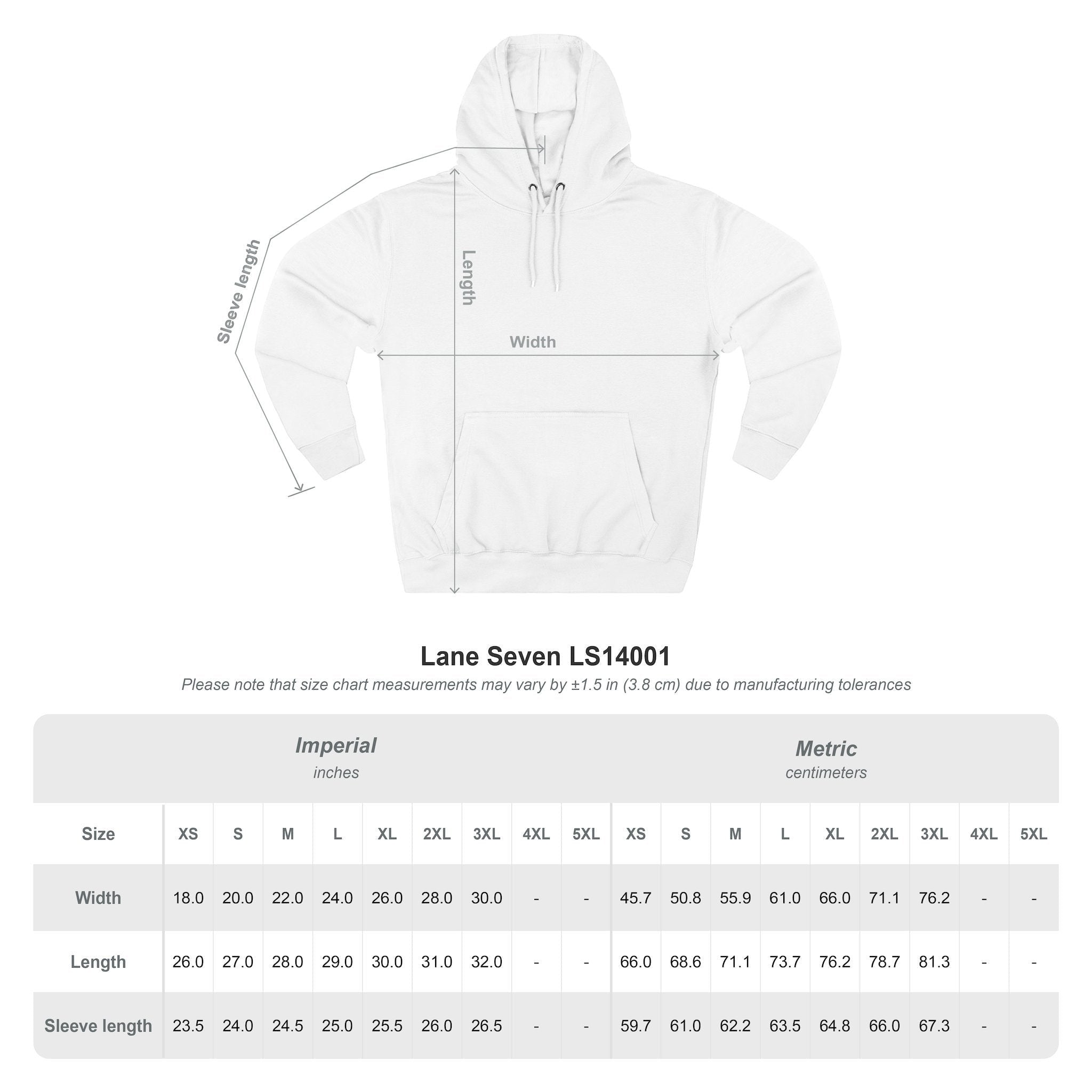 Old Man Snark white cotton-blend fleece hoodie with minimalist graphic text and size chart.
